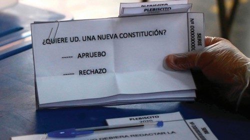 Picture released by Aton Chile showing an employee of the Electoral Service of Chile (Servel) ...