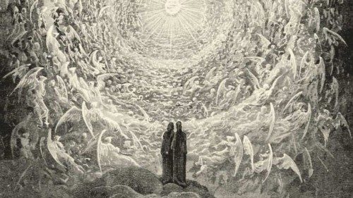 Gustave Doré, «Dante e Beatrice contemplano l’Empireo» (XIX secolo) Gustave Doré, «Dante e Beatrice contemplano l’Empireo» (XIX secolo)