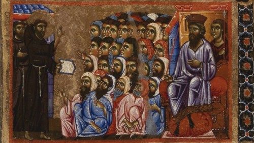 Francesco predica ai musulmani alla presenza del sultano (basilica di Santa Croce a Firenze) Francesco predica ai musulmani alla presenza del sultano (basilica di Santa Croce a Firenze)