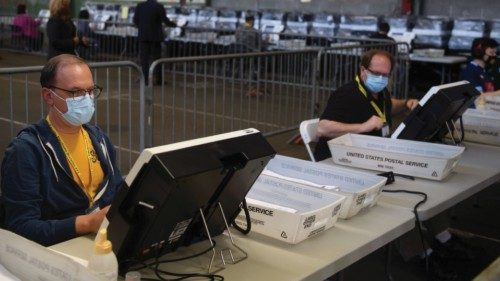 PITTSBURGH, PA - NOVEMBER 06: Election officials proceed with the counting of ballots at the ...