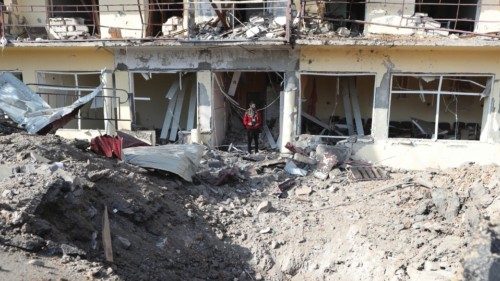 epa08782819 A view of a damaged house in the town of Shushi (another spelling Shusha) in the ...