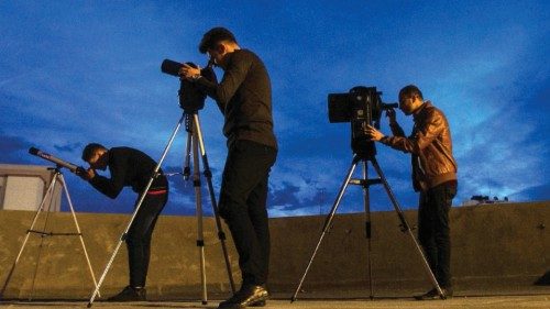 Ibrahim Saad, (c) a telescope expert, and education engineer with Mohammad Baraka (R) , the son of ... Ibrahim Saad, (c) a telescope expert, and education engineer with Mohammad Baraka (R) , the son of ...