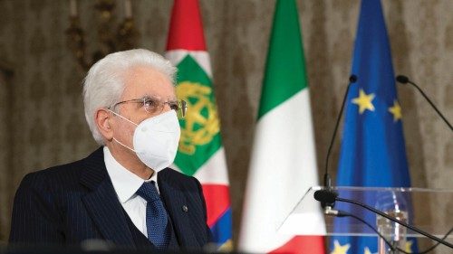 Il Presidente della Repubblica Sergio Mattarella durante la partecipazione, in videoconferenza, alla ...