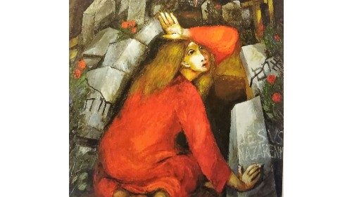 Sieger Köder, «Maria di Magdala alla tomba» Immagini della Bibbia, 2004 (Pinterest)