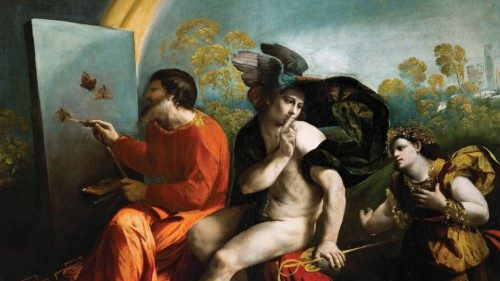 Dosso Dossi, «Giove pittore di farfalle, Mercurio e la Virtù» (1523-1524)