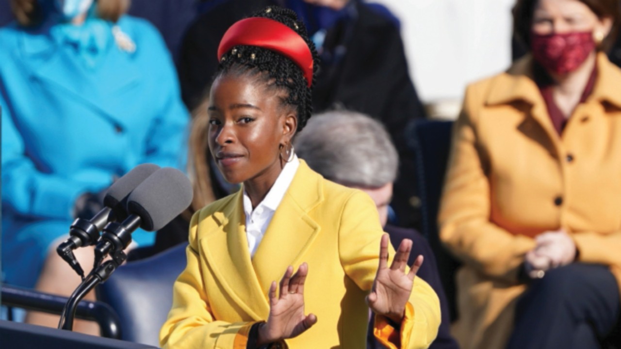 Amanda Gorman recites a poem during the inauguration of Joe Biden as the 46th President of the ...