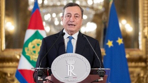 Former European Central Bank President Mario Draghi speaks after his meeting with Italian President ... Former European Central Bank President Mario Draghi speaks after his meeting with Italian President ...