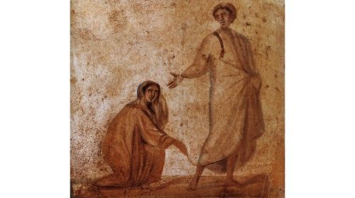 «La guarigione dell’emorroissa » (Catacombe dei Santi Marcellino e Pietro)