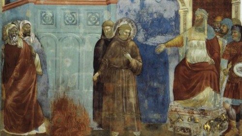 Giotto, «Francesco incontra il Sultano» (Basilica superiore di San Francesco, Assisi) Giotto, «Francesco incontra il Sultano» (Basilica superiore di San Francesco, Assisi)