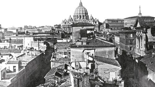 La cupola di San Pietro prima della costruzione di via della Conciliazione