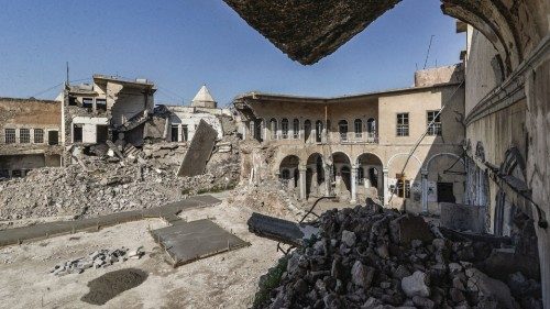 This picture taken on February 27, 2021 shows a view of a recently-laid concrete walkway in the ...