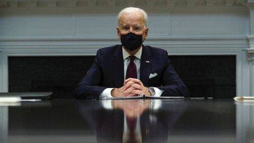 U.S. President Joe Biden receives an economic briefing in the Roosevelt Room at the White House in ...