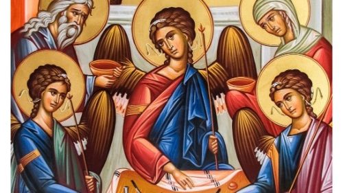 Icona raffigurante la visita degli angeli ad Abramo e Sara