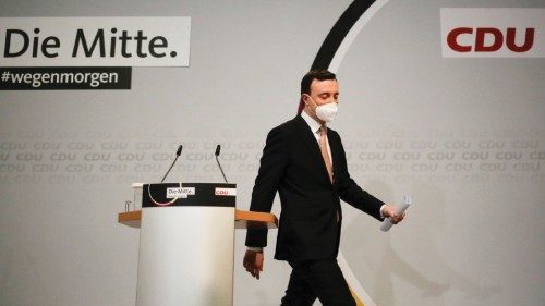 Christian Democratic Union party, CDU, Secretary General Paul Ziemiak leaves the podium after a ... Christian Democratic Union party, CDU, Secretary General Paul Ziemiak leaves the podium after a ...