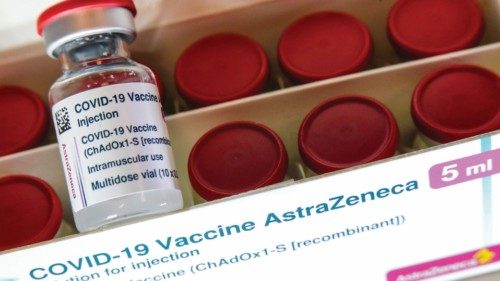 A vial with the AstraZeneca's coronavirus disease (COVID-19) vaccine is pictured in Berlin, Germany, ...