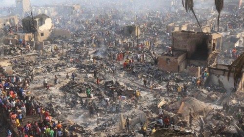 People look on at the aftermath of a large fire that broke out in an informal settlement in Susan?s ... People look on at the aftermath of a large fire that broke out in an informal settlement in Susan?s ...
