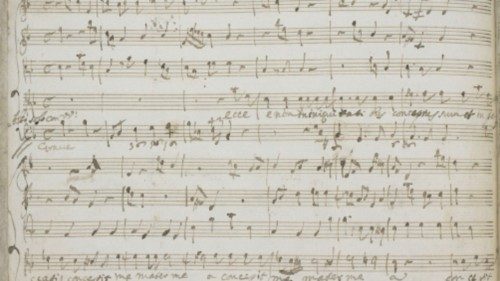 Una pagina del manoscritto  del «Miserere» di Francesco Scarlatti (XVIII secolo)