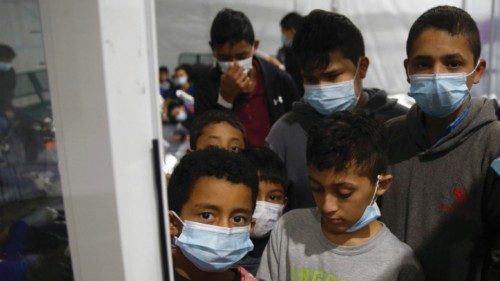 epa09107329 Young children look out from inside a pod at the Donna Department of Homeland Security ... epa09107329 Young children look out from inside a pod at the Donna Department of Homeland Security ...