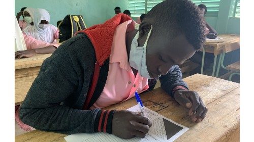 Students on the first day of the BEF exam (Brevet de l'Enseignement Fondamental) on August 3rd in ...