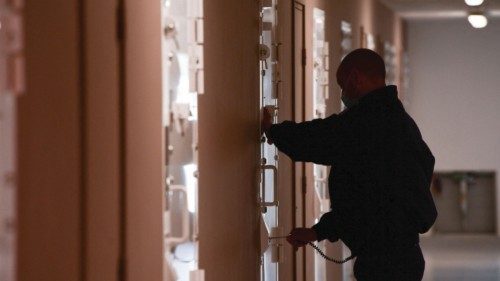 A prison guard opens a door in the new Lutterbach prison, eastern France, on April 20, 2021. - The ...