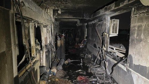 epaselect epa09157833 Aftermath of a fire at Ibn Al-Khatib Hospital, south of Baghdad, Iraq, 25 ...