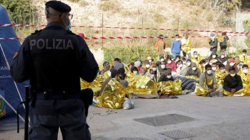 Migrants rest at a reception centre after arriving on the southern island of Lampedusa, Italy May ...