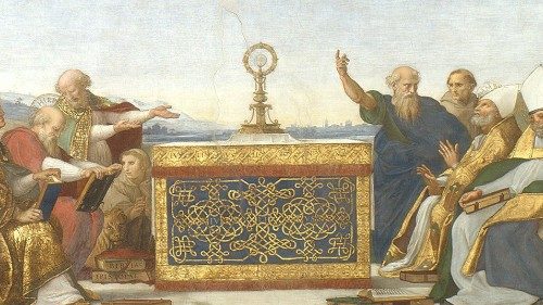 Raffaello, «Disputa del sacramento» (1509) Raffaello, «Disputa del sacramento» (1509)