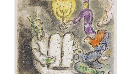 Marc Chagall «La storia dell’Esodo» (1966, litografia, 53,5x67,5 cm Da «Les Livres Illustrés» n. 64 - Mourlot 457 285 esemplari) © Chagall®, by SIAE 2021