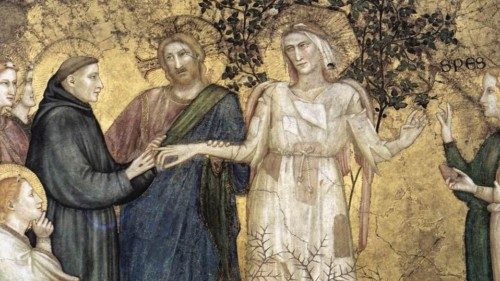 « Allegoria della povertà» (affresco sulla volta a crociera della basilica inferiore di Assisi, attribuito a Parente di Giotto)
