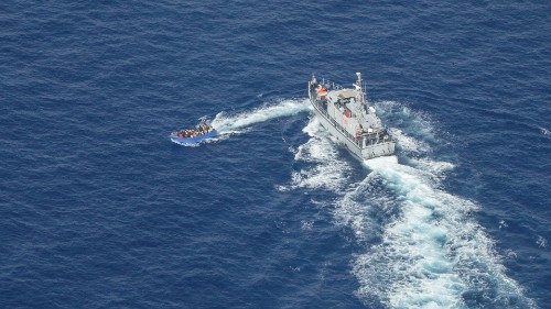 A boat in distress tries to escape from the Libyan Coast Guard in the Maltese search and rescue ... A boat in distress tries to escape from the Libyan Coast Guard in the Maltese search and rescue ...