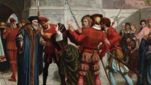 W.F. Yeames «L’incontro di Thomas More con la figlia» (1872 particolare) W.F. Yeames «L’incontro di Thomas More con la figlia» (1872 particolare)