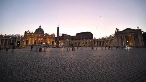 A view of St.Peter's Square as Pope Francis is hospitalised at the Policlinico A. Gemelli Hospital ...