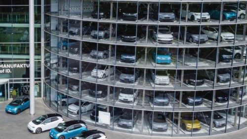(FILES) In this file photo taken on June 8, 2021 Volkswagen (VW) ID 3 electric cars of German ... (FILES) In this file photo taken on June 8, 2021 Volkswagen (VW) ID 3 electric cars of German ...