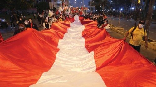 Supporters of Presidential candidate Pedro Castillo protest against the uncertainty, over the result ...