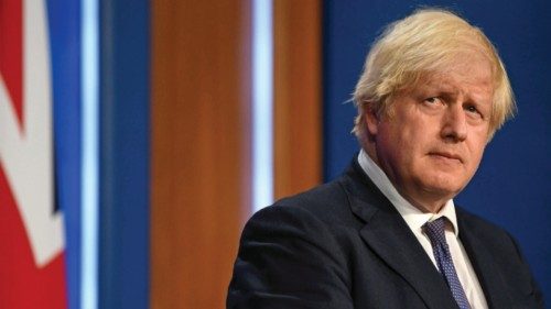 FILE PHOTO: Britain's Prime Minister Boris Johnson gives an update on relaxing restrictions imposed ...