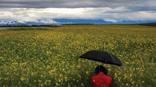 FILE PHOTO: A woman walks through a field with bio-diesel crops in the north-eastern Greek region of ...