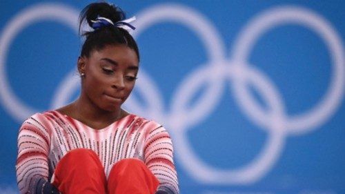 TOPSHOT - USA's Simone Biles waits ahead of the artistic gymnastics women's balance beam final of ... TOPSHOT - USA's Simone Biles waits ahead of the artistic gymnastics women's balance beam final of ...