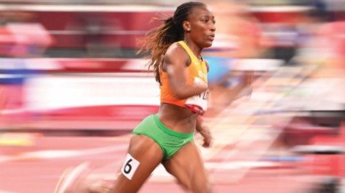 Ivory Coast's Marie-Josee Ta Lou wins the women's 200m semi-finals during the Tokyo 2020 Olympic ...