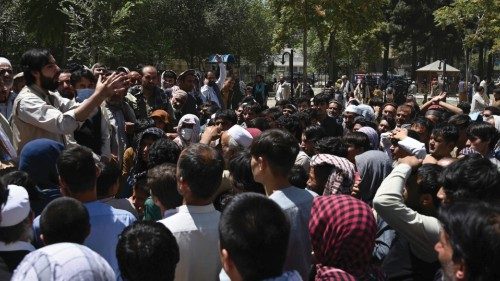 Internally displaced Afghan men, who fled from Kunduz province due to battles between Taliban and ...