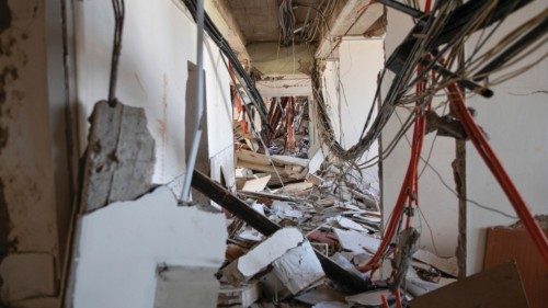 FILE PHOTO: Debris is seen inside Lebanon's Electricity Company (EDL) headquarters, in the aftermath ...