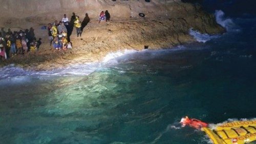 This photo taken and handout on September 9, 2021 by the Italian coast guards, the Guardia Costiera, ... This photo taken and handout on September 9, 2021 by the Italian coast guards, the Guardia Costiera, ...