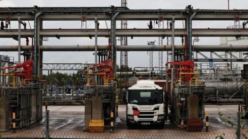 A fuel tanker is seen inside Essar Oil UKs Stanlow oil refinery near Ellesmere Port, Britain, ...