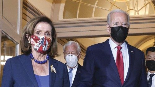 WASHINGTON, DC - OCTOBER 01: President Joe Biden walks with Speaker of the House Nancy Pelosi (D-CA) ...