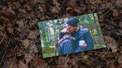 A picture that Polish NGO Grupa Granica members were holding is seen on the ground during a news ...