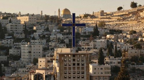 A picture taken from the West Bank town of Abu Dis, separated from Jerusalem by Israel's ...