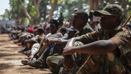Newly released child soldiers attend sit as they attend their release ceremony in Yambio, South ...