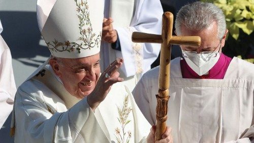 Pope Francis celebrates mass at Nicosia's main football stadium, in the Cypriot capital Nicosia, ...