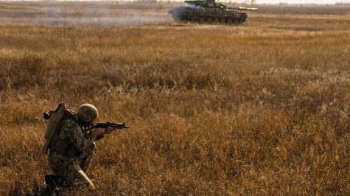 FILE PHOTO: FILE PHOTO: A serviceman of the Ukrainian Armed Forces takes part in military drills at ...