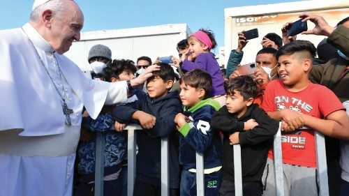 Pope Francis visits the island of Lesbos to meet with the the refugees and migrants at the ...