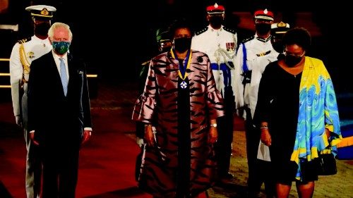 FILE PHOTO: Britain's Prince Charles is joined by Barbados President Sandra Mason and Barbados Prime ... FILE PHOTO: Britain's Prince Charles is joined by Barbados President Sandra Mason and Barbados Prime ...